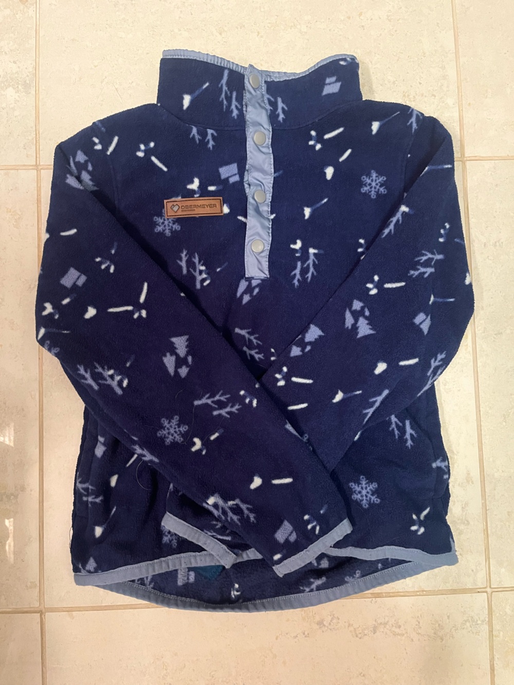 Obermeyer Heritage Collection Navy Snow Boulder Fleece Pullover Size L 6-7